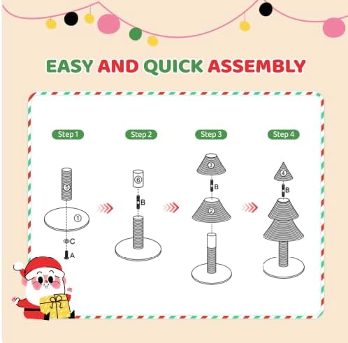 VINGLI 31.5in Christmas Tree Cat Scratcher, Pink Cat Scratching Post for Indoor Cats, Large Sisal Cat Scratching Tree Tower with Soft Fleece Base, Stable Cat Tree for Kittens & Adult Cats