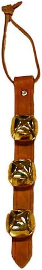 Warner Arctic Sleigh Bells Decorative Leather Strap Door Bells USA (10" with 3 Bells, Tan Leather with Brass Bells)
