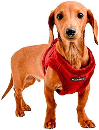 Puppia Terry Vest Dog Harness Step-in Winter Suede Warm No Choke No Pull Training Walking for Small and Medium Dog, Wine, Large