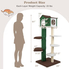 5 Level Cat Tree, Cat Climbing Frame Cat Apartment with Cushions, Anti-Tipping Settings