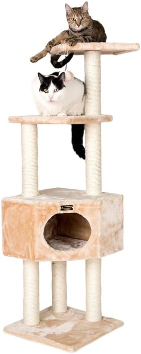 Maykoosh Cat Tree 3 Level Condo Beige - Modern Cat Tower for Indoor Cats