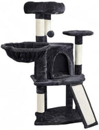 Topeakmart 42in Cat Tree Tower for Indoor Cats, Cat Condo with Perch & Hammock, Activity Center, Multi-Level Cat Furniture with Scratching Posts, Cat House, Black