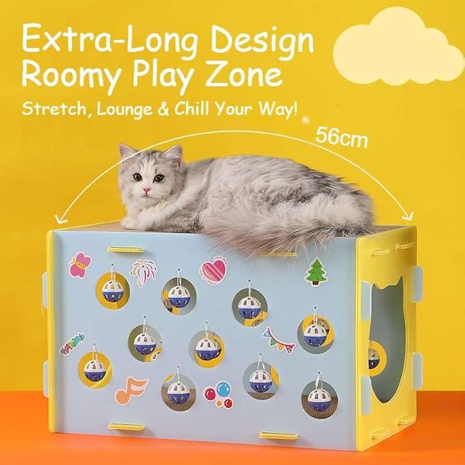 Cat House for Indoor Cats 3 in 1 Scratch Resistant Sisal Cave Bed with Tunnel Enclosed Design with Fluffy Ball Hanging for Multiple Pets Small Aminal Hideaway