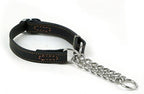 Love Dream Martingale Collars for Dogs, Leather Training Dog Collar, Stainless Steel Chain Anti-Escape No Pull Dog Collar for Medium Large Dogs (M(13.8"-18.9"), Black)