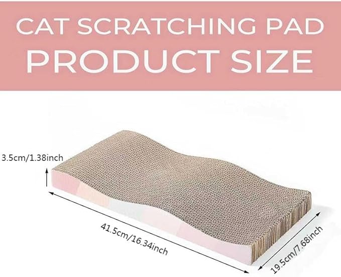 Wavy cat Scratch Board, Made eco-Friendly Corrugated Paper, pet cat Toy, Indoor cat Scratch pad, usable on Both Sides (2pcs)