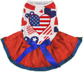 Petitebella USA Heart Puppy Dog Dress (USA Hearts/Red Blue, Small)