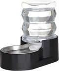 RIZZARI Dog Food Water Dispenser: 4L Large Black Stainless Steel Feeder with Triple Filter -Healthy Hydration for Pets in The Living Room - Garden and Study Room