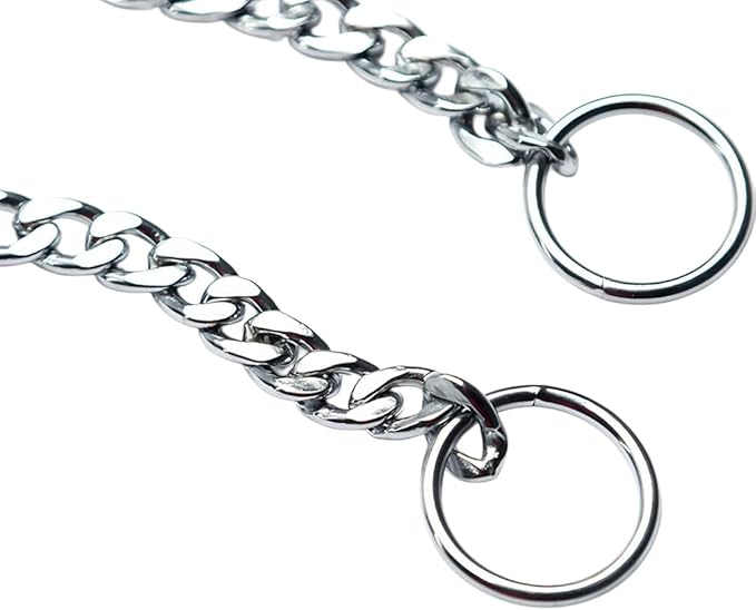 Silver Dog Choker Collar, Metal Choke Chain Collar for Dogs Heavy Duty Training Slip Link Martingale Collars for XXS XS Small Medium Large Breed Pets Boys Girls, X-Large