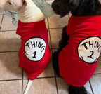 Dog Shirts for Pet Clothes Soft Breathable Puppy Shirts Pop Culture Thing 1 to Thing 9 Printed Pet T-Shirt (RED-3, XX-Large)
