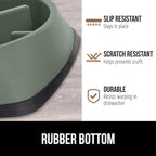 GORILLA GRIP Patented BPA Free Slow Feeder Dog Bowls, 4 Cup Interactive Puzzle Toy for Dogs and Cats Food Training Enrichment, Keeps Pets Busy and Prevents Puppy Overeating, Large Breeds, Sage Green