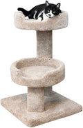 Solid Wood Cat Tree - Plush Carpet Cat Tower for Large Cats - 20"x20"x32" Brown