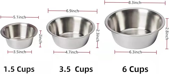 FOYO Stainless Steel Pet Bowls Set - Cat and Dog Small Bowls, 12 OZ Food and Water Dishes, Set of 2