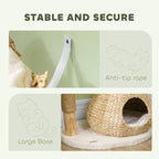 Cat Tree for Indoor Cats with Wooden Scratching Posts, Cat Condo, Washable Cat Beds & Toy Balls – Natural Cat Tower for Small Cats
