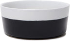 Waggo Dipper Ceramic Dog Bowl for Small and Large Breeds - Heavyweight and Durable Pet Food and Water Dish Crock, Dishwasher Safe, Modern (Black, Medium)
