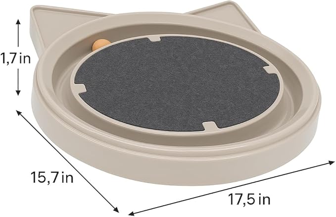 Cat Toy with Scratcher Pad and Rolling Ball – Oval Track for Independent Play and Instinct Stimulation (GRAY)