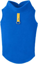 Gooby Fleece Vest Dog Sweater - Deep Blue, Medium - Warm Pullover Fleece Dog Jacket with O-Ring Leash for Small to Medium Dogs