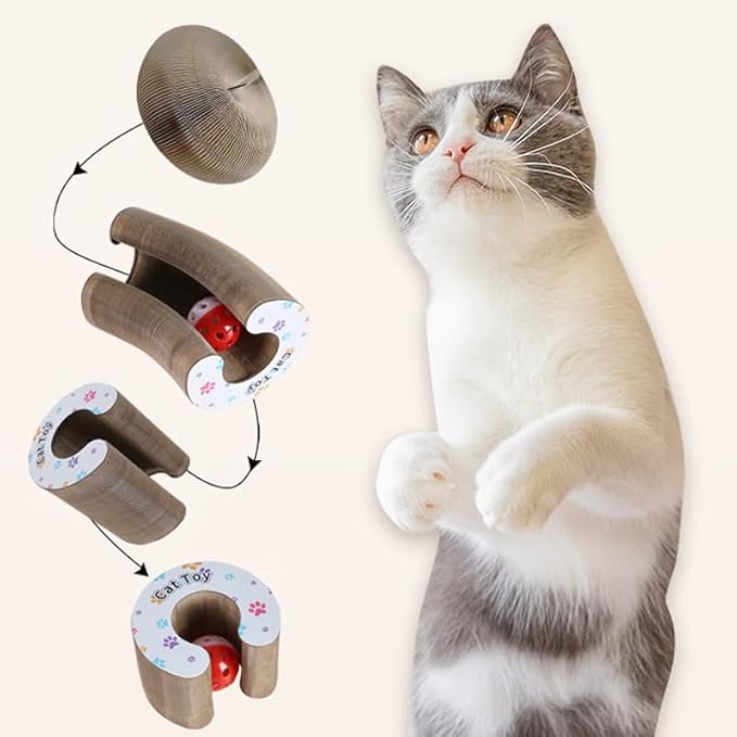 Cat Toy, Cat Scratcher, Reversible Infinity Style Magic Organ, Scratch-Resistant and Abrasion-Resistant, Foldable Cat Toys for Indoor Cats