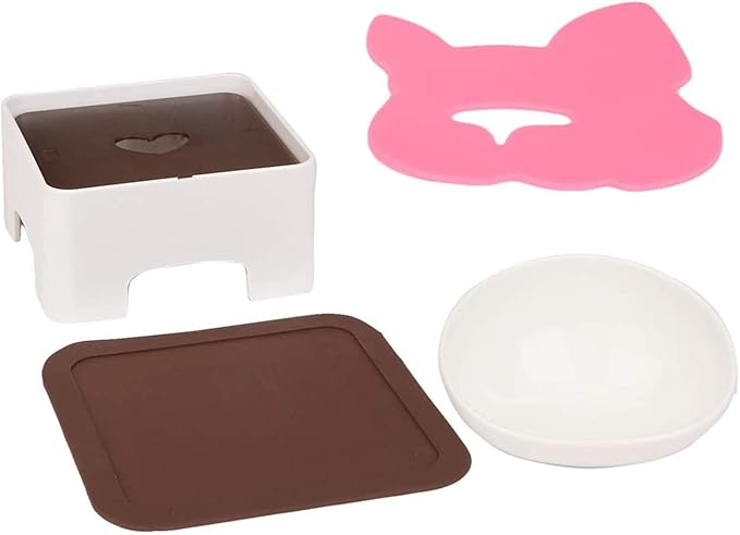 Bulldog Bowl Ceramic Dog Food Bowl - Cat Dish Wide Mouth Dog Bowl Pet Sterile Tilted Pet Feeder with Anti-Skid Rubber Mat (White M/1.5 Cup)