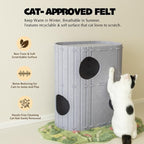 PETKARAY 2-Story Felt Cat House, Large Bed Cave for Indoor Cats, Felt Tunnel Hideaway Condo for Multi-Cat Households, 23.6x22x12 inches, Beige