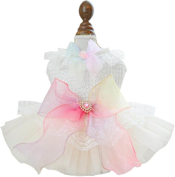 Fashion Sweet Puppy Dog Blingbling Princess Skirt Pet Dog Lace Cake Camisole Tutu Dress D-Pink M