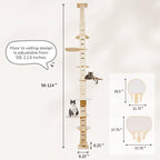 COZIWOW Floor to Ceiling Cat Tree Tower for Indoor Large Cats, 7 Tier Tall Cat Climbing Pole with Adjustable Height (98-114 inches), Modern Climbing Tower, Wood
