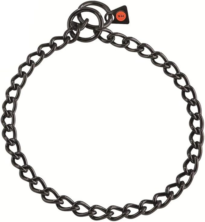 Herm Sprenger Black Stainless Steel Choke Dog Training Collar No-Pull Slip Chain for Small Medium Large Dogs for Easy Control Show Chain Collar Made in Germany 3mm 22in (55cm)