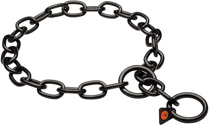 Dogline Herm Sprenger Black Stainless Steel Short Link Fur Saver Training Collar No-Pull Slip Chain for all Dogs Easy Control Made in Germany