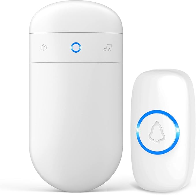 Wireless Doorbell, SECRUI Door bell Over 1000ft Coverage with 2 Plug-In Receivers, 1 Waterproof Push button, 52 Chimes, 110dB loud Sound Colorful LED Flash