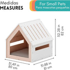 POLIPETS Large House for Pets, Wooden House for Pets for Interiors, Resistant Wood with Cushion for Dog Included, Minimalist, Elegant and Resistant, 32x31.5x31.7 in, Matte White
