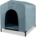 Floppy Dawg Just Chillin’ Portable Dog House. Elevated Pet Shelter for Indoor and Outdoor Use. Made of Water Resistant Breathable Oxford Fabric. Easy to Assemble and Lightweight. 24"L x 23"W x 25"H