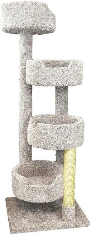French Country Multiple Perch Cat Tree, Cat Tree with Scratch Post for All Cat Breeds, Indoor Cat Gym with Perches, Sturdy Wood Construction with Carpet Upholstery