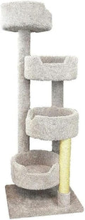 French Country Multiple Perch Cat Tree, Cat Tree with Scratch Post for All Cat Breeds, Indoor Cat Gym with Perches, Sturdy Wood Construction with Carpet Upholstery