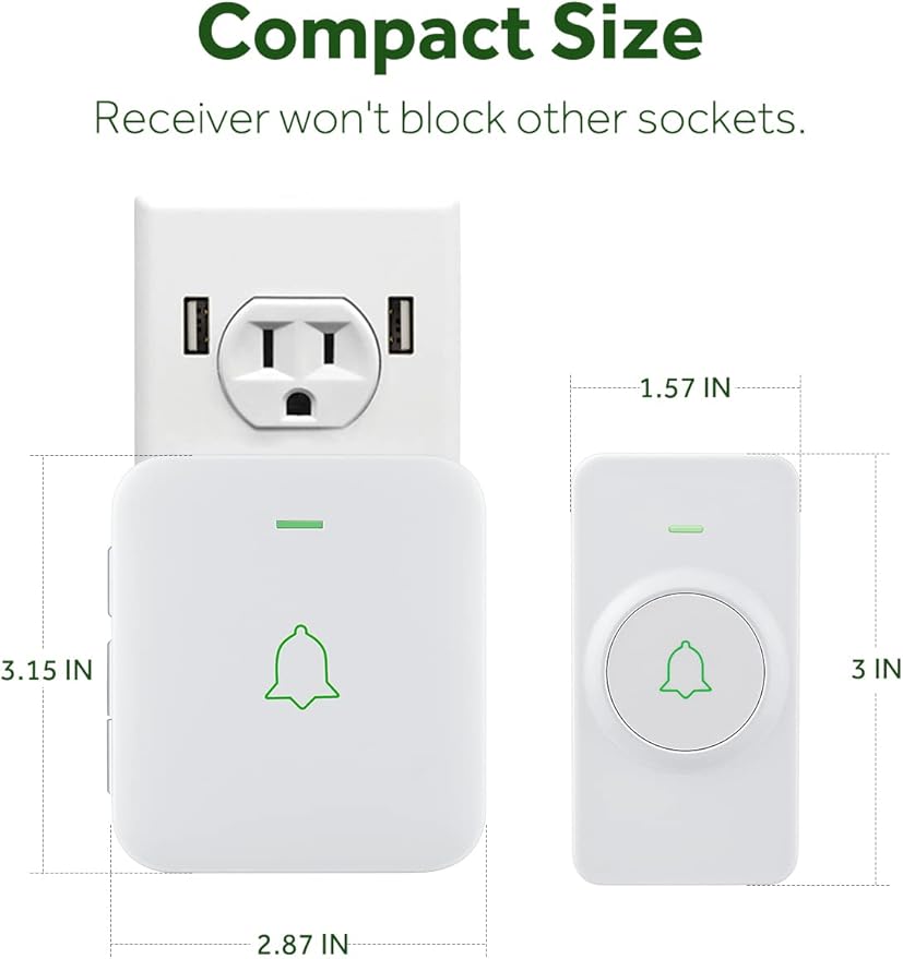 AVANTEK Wireless Door Bell, CW-21 Mini Waterproof Wireless Doorbell Operating at Over 1000 Feet, 2 Remote Buttons Can Have Different Tones, 52 Melodies, CD Quality Sound and LED Flash