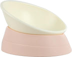 Bulldog Bowl Anti-Slip Dog Cat Dish Detachable Rubber Dog Bowl Pet Sterile Tilted Pet Feeder Slope Base (Lightpink, 2 Cup (Small/Medium Dog))