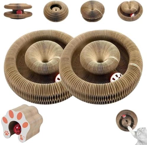 Kitlty Kurliz Cat Toy,Magic Organ Cat Toy,Magic Organ Cat Scratcher Board,Foldable Recyclable Cat Accordion Toy for Indoor Cat Playing,Interactive Scratch Pad with Toy Ball(2pc)