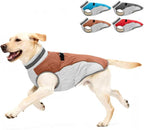 Dog Winter Coat for Large Dogs, Adjustable Puppy Warm Jackets in Cold Weather, Reflective Pet Fleece Vest with External Attachment Points, Zippered Cold-Weather Dog Winter Clothes, L Brown