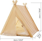 Solid Wood Cat Indoor Tent with Thick Mat,Portable Dog House Dog Teepee Tent,Cute Cat Teepee Cave Cat Bed,Dog Bed (Orange)