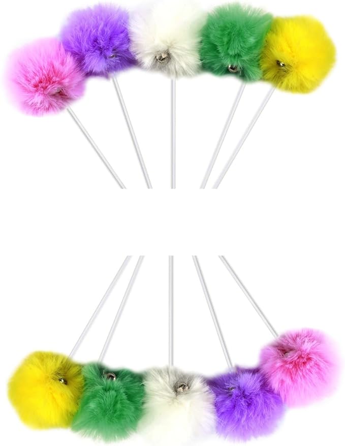 SHENGOCASE 10-Pack Replaceable Cat Dangling Toy with Bell, Cat Scratching Post Tree Tower Replacement Attachment Ball Toy