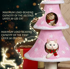 VINGLI 59in Large Christmas Tree Cat Tower for Indoor Cats, Pink Cat Tree with 2 Cat Condos & Scratching Post, Soft Fleece Multi-Level Cat Tower with Teaser Toy, Sturdy Wide Base & Built-in Openings