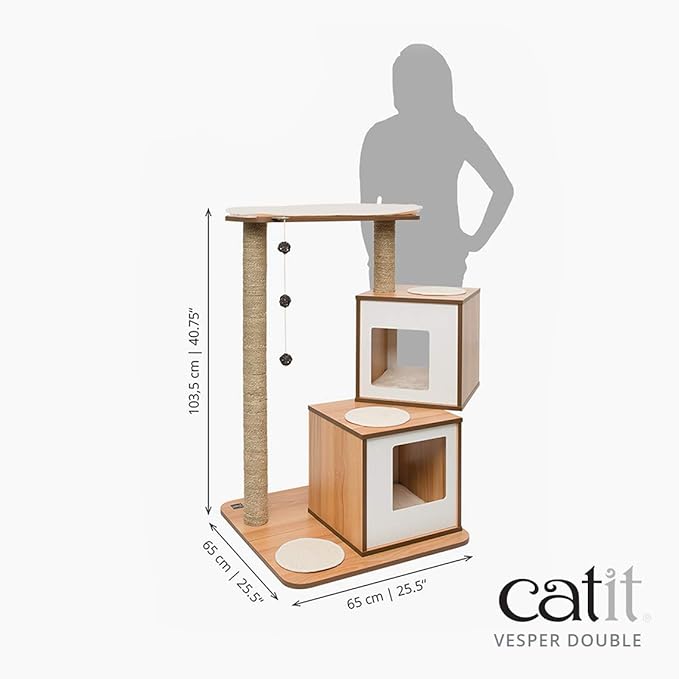 Vesper Cat Tree, Double, Walnut, 52048