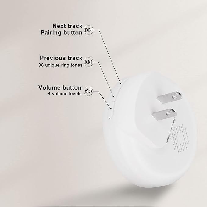 Comsmart Smart Wireless Dog Door Bell, Doggie Doorbell for Pet Potty Training Communication Go Outside Press Button with 38 Melodies 4 Volume Levels LED Flash (1 Receiver & 2 Transmitter), White