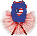 Petitebella USA Heart Puppy Dog Dress (Blue/Red White, Medium)
