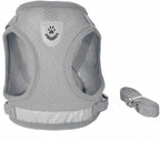 FEimaX Dog Harness and Leash Set for Walking, Soft Mesh Adjustable Easy Control Lightweight Cat Vest Harnesses with Reflective Strips, Escape Proof Small Dogs Cats Vests (Grey, Medium)