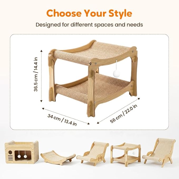 2026 New Cat Recliner Scraper Board, Large 2 in 1 Cat Recliner Scratch Board, Durable Cat Scratching Pad Cat Scratcher Bed Cardboard Cat Scratchers for Indoor Cats (C)