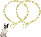 Gold Choke Collar for Dog,2-Pack Metal Slip Link Martingale Dog Collar Training Heavy Duty Dog Choker Collar Boys Girls Puppy Collars for XXS XS Small Medium Large Big Breed Dogs,S