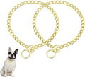 Gold Choker Collars for Dogs,2-Pack Metal Slip Link Martingale Dog Collar Training Heavy Duty Dog Choke Collar Boys Girls Puppy Collars for XXS XS Small Medium Large Big Breed Dogs,XL