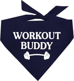 Workout Buddy Dog Bandana | 100% Cotton Adjustable Triangle | Made in USA | Workout | Sports | Gym | Navy, One Size (1095)
