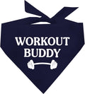 Workout Buddy Dog Bandana | 100% Cotton Adjustable Triangle | Made in USA | Workout | Sports | Gym | Navy, X-Small (1095)