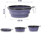 Dog Bowl Pet Collapsible Bowls, 2 Pack Collapsible Dog Water Bowls for Cats Dogs, Portable Pet Feeding Watering Dish for Walking Parking Traveling with 2 Carabiners (Small, Purple+Fairy Pink)