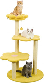 Cat Tree for Large Cats, Modern Senior Friendly 40'' Cat Tower with Wide Shelves, Scratching Posts, Super Sturdy Base, Cozy Perches, and Interactive Toys for Indoor Kittens (Yellow)